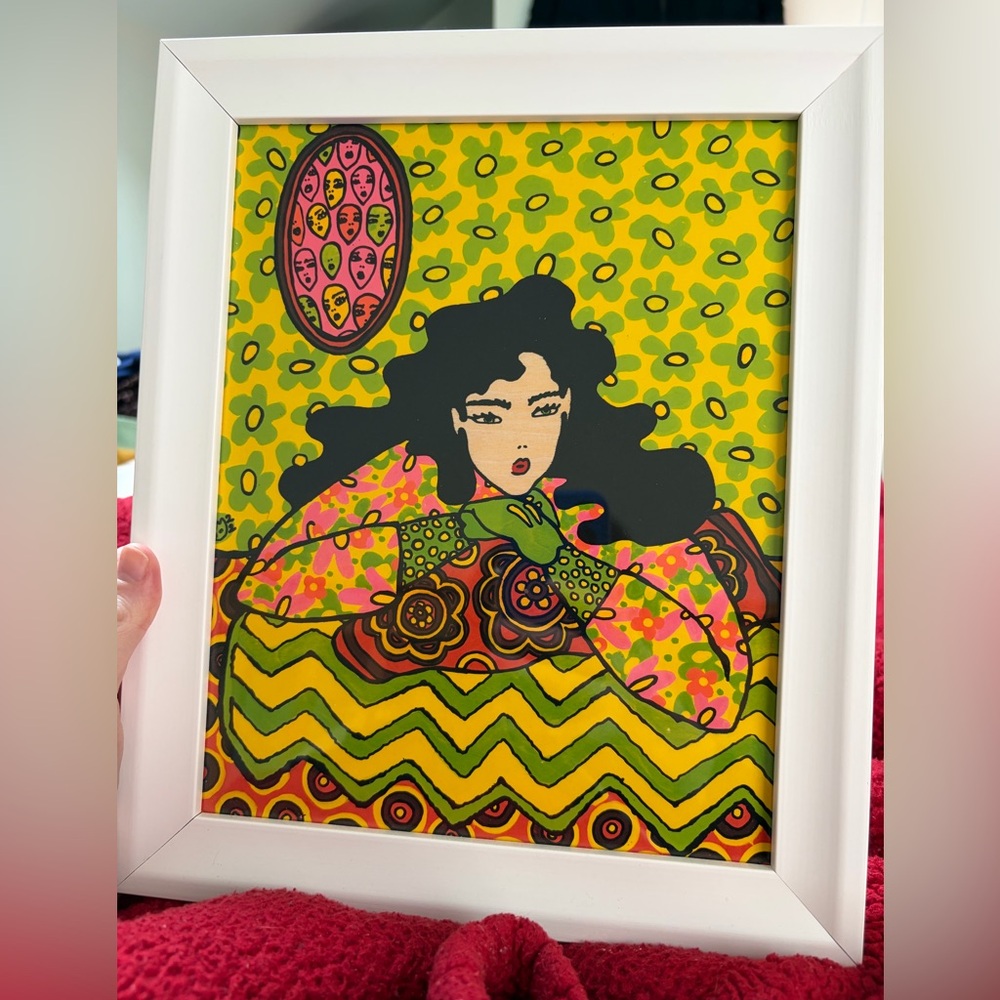 Framed Pop Art Portrait “Sixties Two” by Marianne Radnitsky